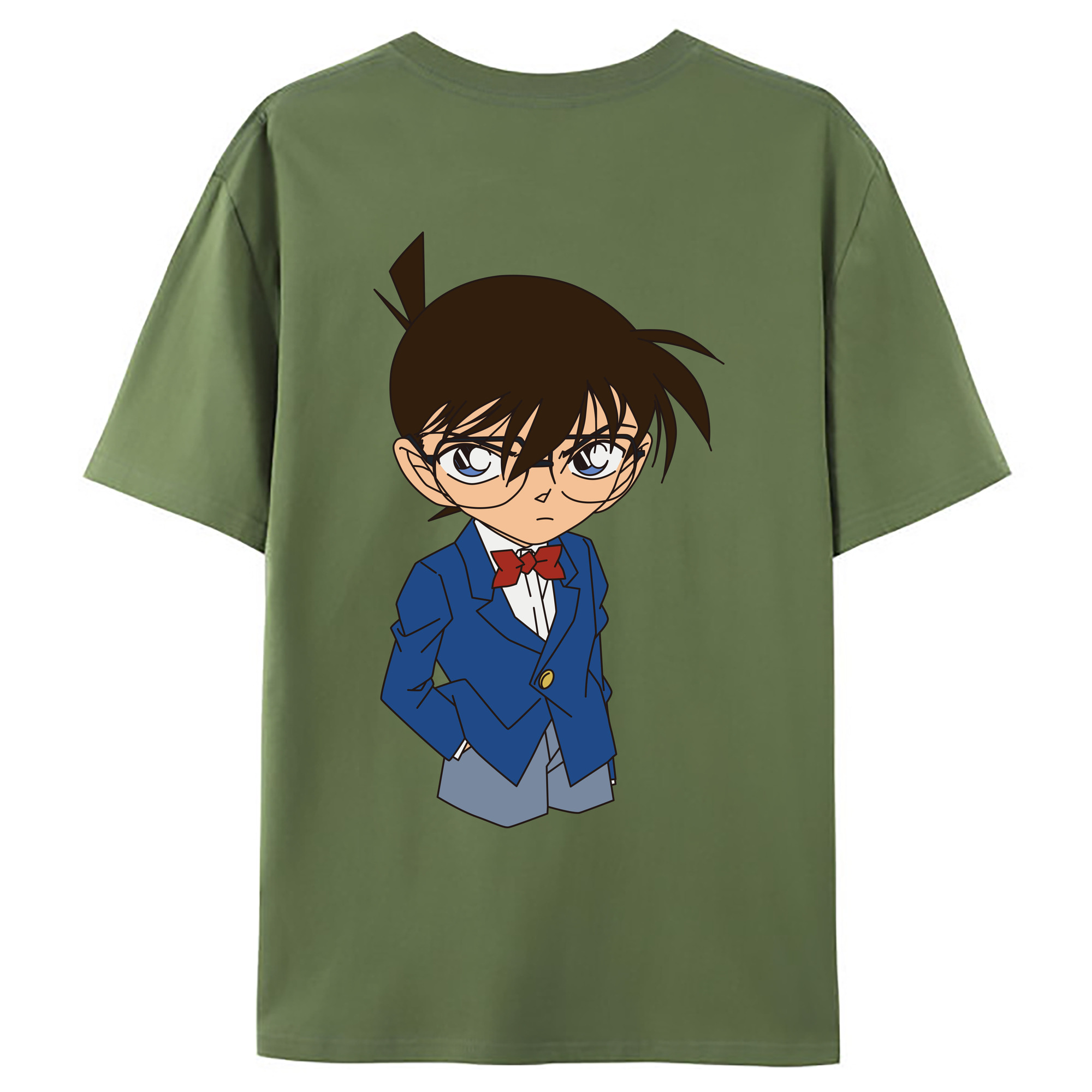 （画像用） 名探偵コナン 江戸川 コナン Detective Conan Conan Edogawa 綿100％ メンズ半袖Tシャツ（バックプリント） 通気性